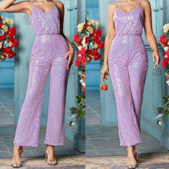 Luxe black sequins cami jumpsuit - Picture 14 of 15